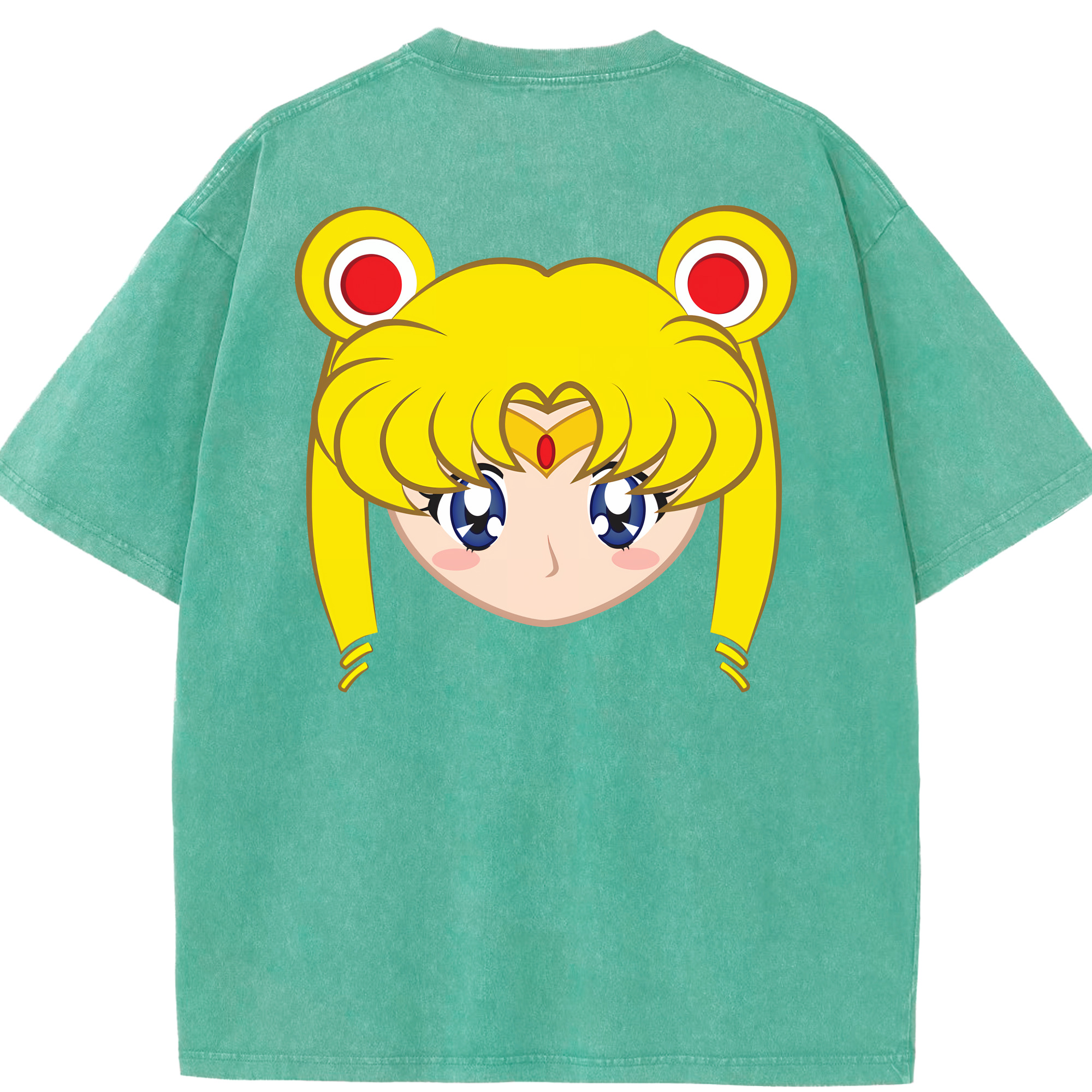 （画像用） 美少女戦士セーラームーン 月野 うさぎ つきの うさぎ Sailor Moon Tsukino Usagi 綿100% ヴィンテージ風 半袖Tシャツ（背面プリント）